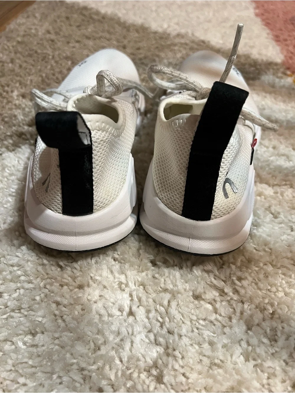On Running Women's White Athletic Sneakers with Black Heel Tabs - Picture 3 of 5